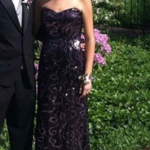 Purple Faviana sequin gown